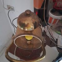 lampada legno e ottone