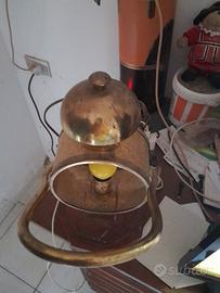 lampada legno e ottone