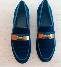 mocassini in velluto blu