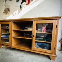 Ikea mobile basso pino massiccio con ante vetro