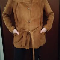 Giacca in vera pelle scamosciata marrone Vintage 