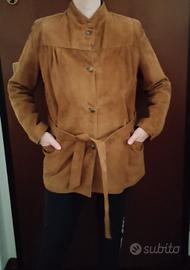 Giacca in vera pelle scamosciata marrone Vintage 
