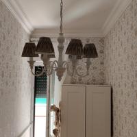  Lampadario 6 luci con cappelli shabby