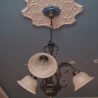 LAMPADARIO IN METALLO E VETRO