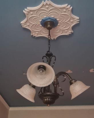 LAMPADARIO IN METALLO E VETRO