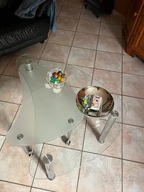 Tavolino vetro trasparente e satinato