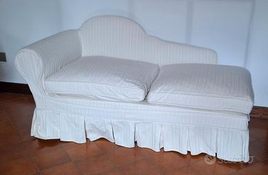 Divano Letto Dormeuse vintage in noce e tessuto