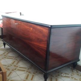 Cassa biancheria anni 60 in legno mogano tamburato