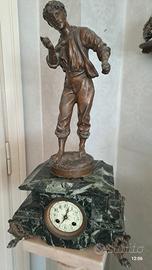 ANTICA SCULTURA ANTIMONIO OROLOGIO PENDOLA PARIGIN