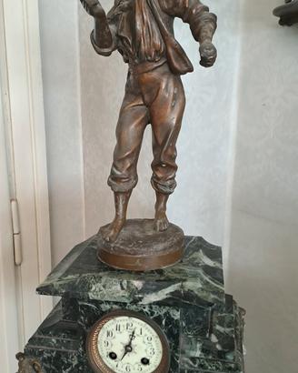 ANTICA SCULTURA ANTIMONIO OROLOGIO PENDOLA PARIGIN