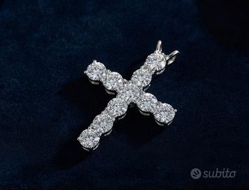 Esclusivo ciondolo crocefisso argento pietre CZ
