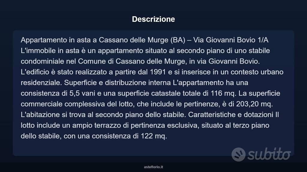 Appartamento – Cassano delle Murge - Altro