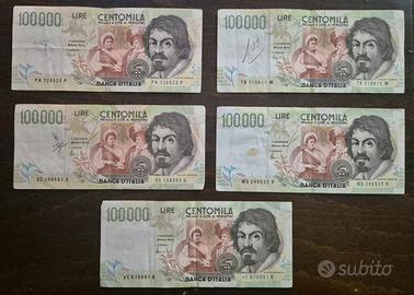 Banconote 100000 Lire Caravaggio 