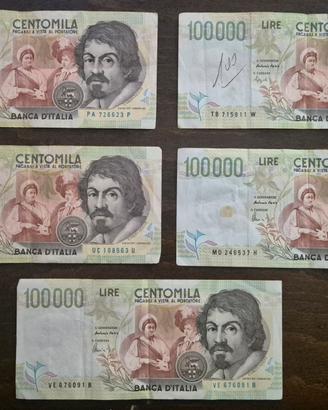 Banconote 100000 Lire Caravaggio 