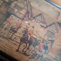 scatola legno antica scena di caccia carillon