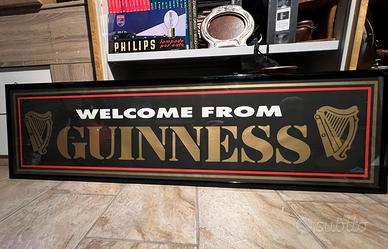Insegna Guinness vintage , cornice legno con vetro