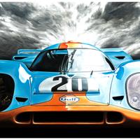 Porsche 917 Gulf Le Mans 1970 Stampa Epoca Poster