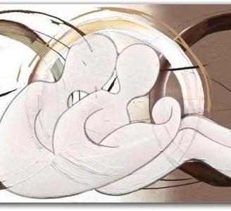 Quadro dipinto a mano rappresentazione famiglia 