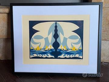 LITOGRAFIA GIACOMO BALLA "LINEE FORZA MARE"