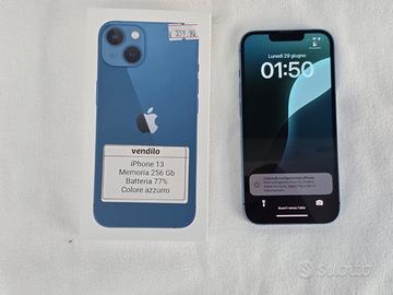 iPhone 13 256GB Azzurro batt 77%