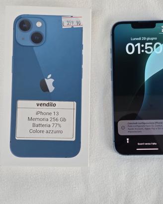 iPhone 13 256GB Azzurro batt 77%