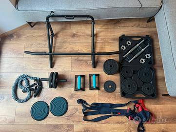 Kit palestra da casa (barra trazioni, manubri,TRX)