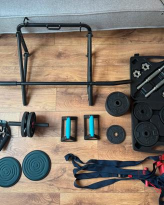 Kit palestra da casa (barra trazioni, manubri,TRX)