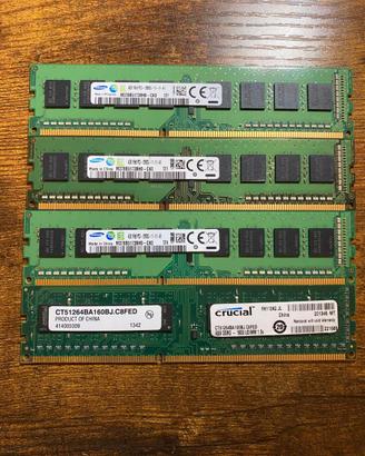 Blocco RAM DDR3 16GB (4x4GB) 1600MHz per PC Deskto