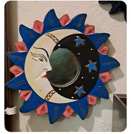 specchio rosa e blu, con luna e sole, diametro 15 