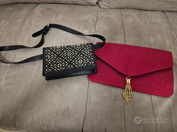 2 Borse,Pochette Elegante Corallo+ Crossbody nero