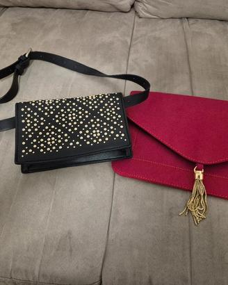2 Borse,Pochette Elegante Corallo+ Crossbody nero