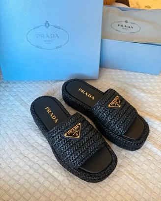 Sandali Prada Raffia Neri Tg 37