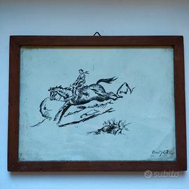 disegno a china cavallo cavaliere butteri