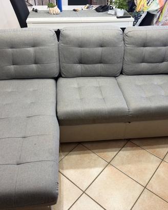 Divano con penisola reversibile ghiaccio/grigio