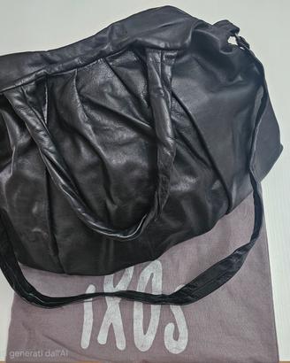 IXOS BORSA  NERA VERA PELLE