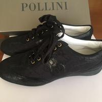 Scarpe Pollini 38 nere stoffa e pelle