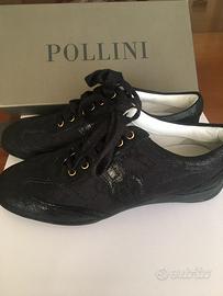 Scarpe Pollini 38 nere stoffa e pelle