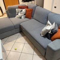 Divano angolare con letto e contenitore - Grigio