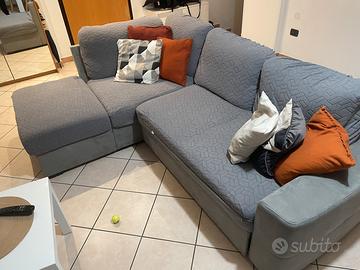Divano angolare con letto e contenitore - Grigio