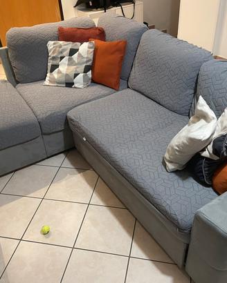 Divano angolare con letto e contenitore - Grigio