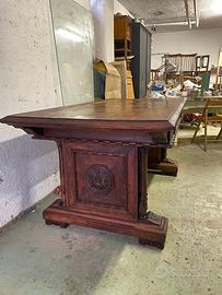 Tavolo Fine '800 Noce Nazionale - Restaurato+vetro