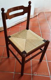 6 sedie in legno, impagliate