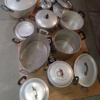 Blocco 9 pentole alluminio anni 50 e 60