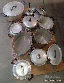 Blocco 9 pentole alluminio anni 50 e 60