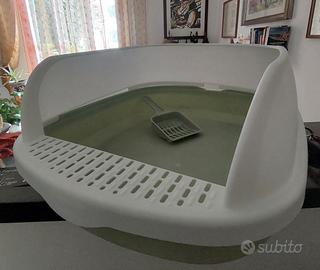 lettiera bicolore alta per gatti con paletta