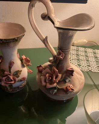 Coppia vaso + brocca ceramica Bassano
