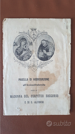 pagella madonna san alfonso anni 20 religiosa 1925