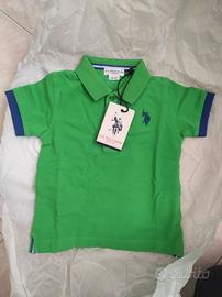 Polo verde U.S. POLO ASSN. bambino 9-12 mesi NUOVA