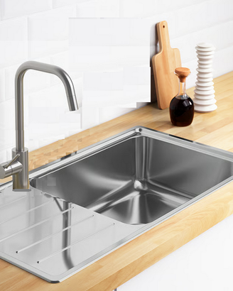 Lavello acciaio da incasso con sgocciolatoio IKEA.