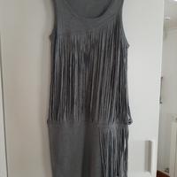 Abito corto Rachel Roy, taglia M.grigio con frange